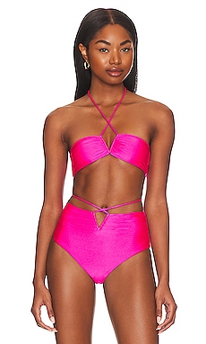 BEACH RIOT Grace Bikini Top in Pink Shine Ombre