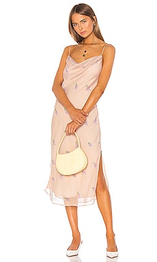 

Платье-комбинация cowl neck dress - LPA, Розовый, Миди