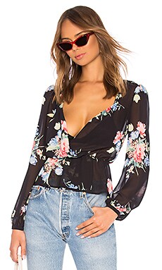 

Топ pinched shoulder - LPA, Черный, В цветочек