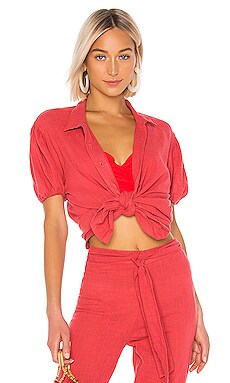 

Укороченный топ с завязкой спереди baby love - LPA, Красный, Короткий рукав