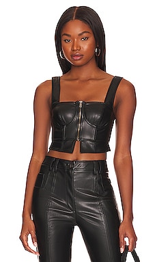 Faux Leather Bustier Halter Top