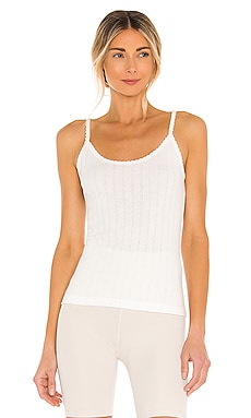 LESET Pointelle Classic Tank Top in White