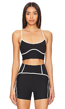 STRUT-THIS The Jolie Sports Bra in Cream Checkerboard