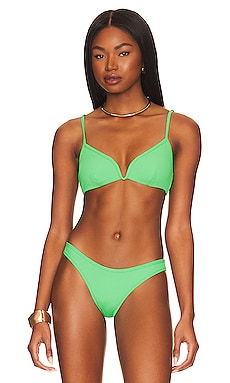 KULANI KINIS Peppermint Ribbed Bralette Bikini Top - Flashy green