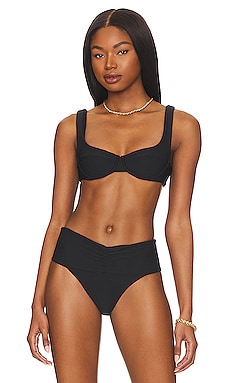 Ostra Brasil Robust Structured Bikini Top in Ribbed Navy Blue