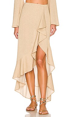 Ruffle High Low Slit Skirt Luli Fama