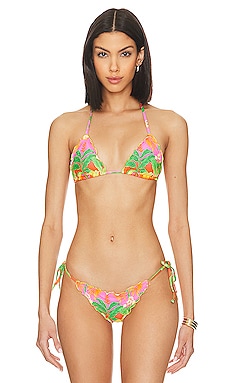 Pink Butterfly Print Padded Halter Clear Strap Bikini - Hot Miami
