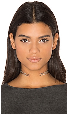 Luv AJ Double Pave Spike Collar Necklace in Silver Ox | REVOLVE