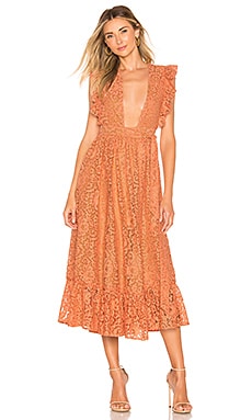 MAJORELLE Sashie Midi Dress in Golden Blush | REVOLVE