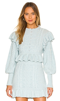 Langley Cable Ruffle Sweater MAJORELLE