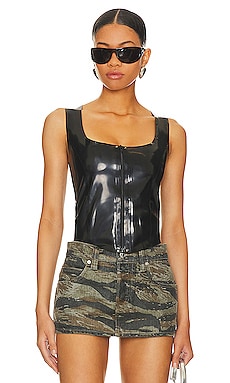 DUNDAS x REVOLVE Leather Corset Top in Black