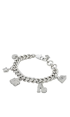 Marc Jacobs Mini Icon Pave Charm Bracelet in Silver & Crystal | REVOLVE