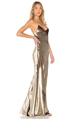 Michelle Mason Bias Maxi Dress in Antique Gold | REVOLVE