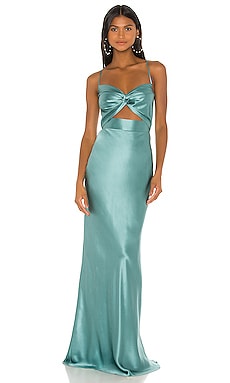 michelle mason strappy cowl wrap gown