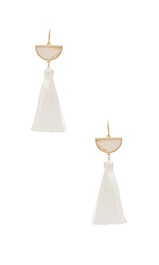 Product image of Melanie Auld Half Moon Tassel Earrings. Click to view full details