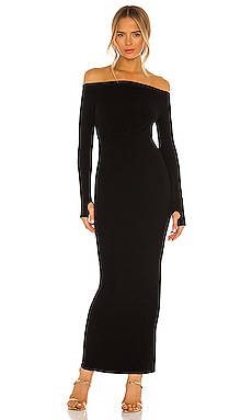 Shop the Moonrise Off-Shoulder Long Sleeve Ruched Dress Black