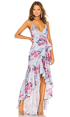 Michael Costello x REVOLVE Ateinne Dress in Pale Blue Floral | REVOLVE