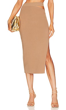 Product image of Michael Costello Ismane Knit Midi Skirt. Click to view full details