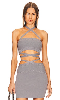 Product image of Michael Costello x REVOLVE Hamza Criss Cross Crop Top. Click to view full details