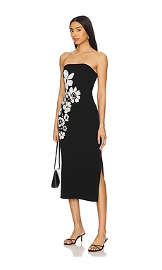 Placed Floral Strapless Knit Midi Dress MILLY