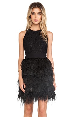 MILLY Blair Feather Dress in Black | REVOLVE