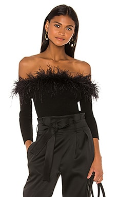 MILLY Feather Top in Black | REVOLVE