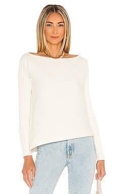 MILLY Asymmetric Boat Neck Sweater in Ecru | REVOLVE