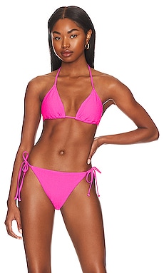 Product image of MILLY Cabana Textured Triangle Bikini Top. Click to view full details