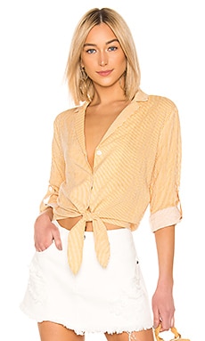 

Рубашка eliza stripe tie - MINKPINK, Желтый, Укороченные