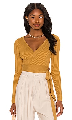 KNIT WRAP TOP - Mink