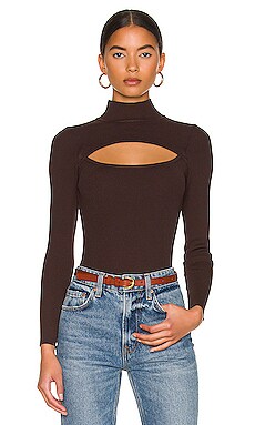 MINKPINK Tinghir Cut Out Knit Top in Chocolate | REVOLVE