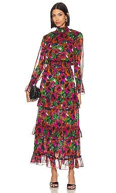 Buy Saloni Marissa Mini-c Dress In Green,floral,purple - Geranium At 80%  Off