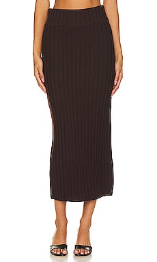 MISA Los Angeles Vera Skirt in DARK BROWN | REVOLVE