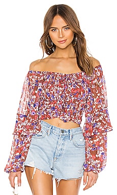 MISA Los Angeles X REVOLVE Isla Top in Brown Floral Print | REVOLVE