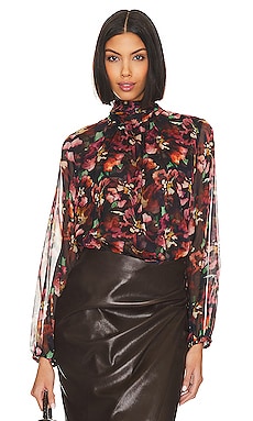 Black Floral Top - Long Sleeve Button-Up Top - Satin Floral Top - Lulus