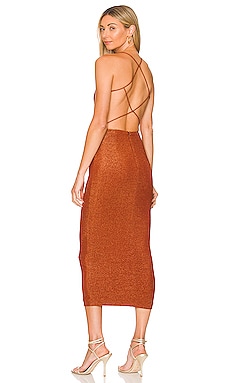 Bec + Bridge Lea Lace Up Midi Dress in Fire