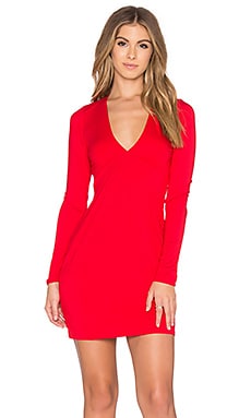 Michael Lauren Kato Deep V Mini Dress in Candy Red | REVOLVE