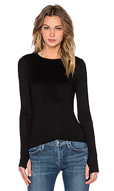 Michael Lauren Everett Long Sleeve Thumbhole Tee Sweater in Black | REVOLVE