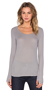 Michael Lauren Heller Scoop Neck Thumbhole Tee in Willow Grey | REVOLVE