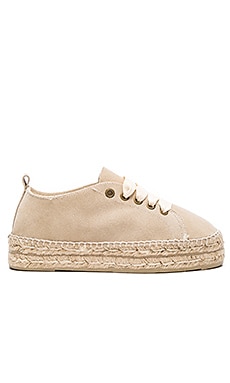 MANEBI Hamptons Double Sole Lace Up Espadrille in Champagne Beige | REVOLVE