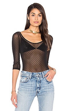 Free People x Intimately FP Meg Seamless V-neck Bodysuit in Obsidian