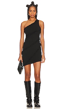 Jaded London One Shoulder Graphic Dress in Black Multi