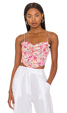 Messalina Pink Cropped Corset Top w/ Tie-Up Bow