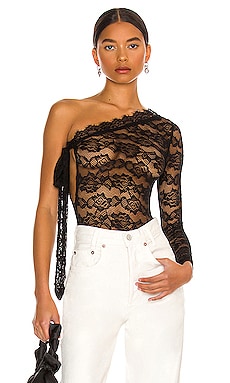 Black Lace One-Shoulder Top