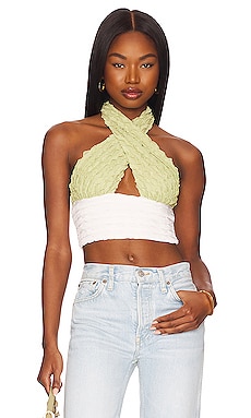 MORE TO COME Francesca Halter Top in Green & White