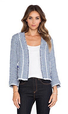 Marchesa Ritajacket Marchesa Voyage Tweed Jacket in Royal | REVOLVE