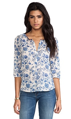 Maison Scotch Beaded Neck Blouse in Blue Floral