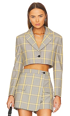 Product image of MSGM Plaid Crop Blazer. Click to view full details