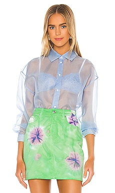 

Топ camicia - MSGM, Нежно-голубой, Шелк