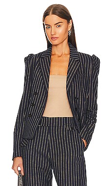 Product image of Marissa Webb Nowl Double Breasted Pinstripe Shirt Blazer. Click to view full details